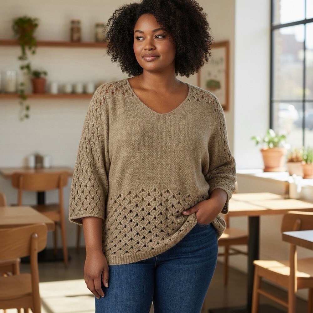 Bella Amore Italian Oversized Soft Loose Knit Sweater Size‎ L Large